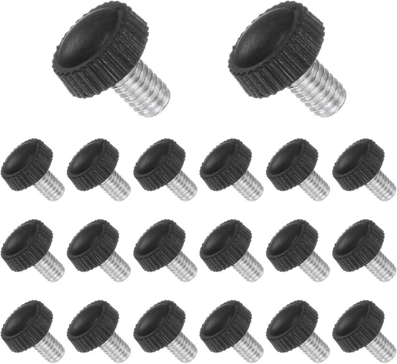 CoCud Thumb Screw Knurled Knobs, M6 x 9mm Male Thread, Black Round Head Clamping Screw Threaded Stud Hand Knobs Grip, (Applications: for Machinery Lathes), 20-Pieces - Image 1